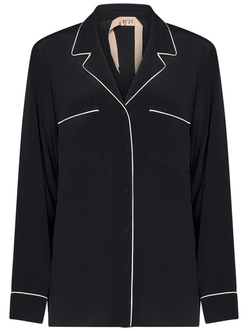 N°21 Tailored Black Shirt With Contrasting Piping