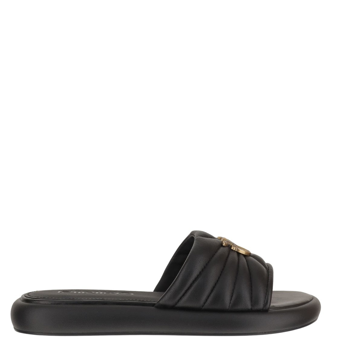 Pinko Open Toe Leather Sandals With Quilted Strap