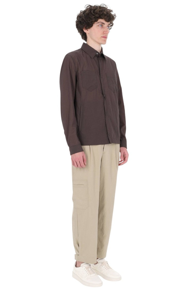 Herno Brown Embossed Nylon Overshirt Jacket