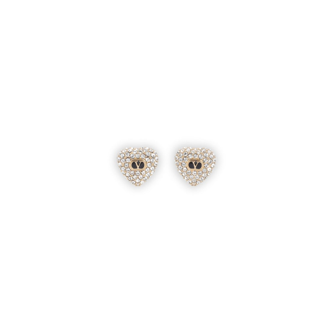 Valentino Garavani Heart-Shaped Bronze Earrings With Crystal Embellishments