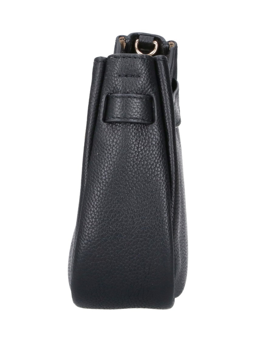 Tory Burch Black Romy Zip Up Top Calf Leather Shoulder Bag