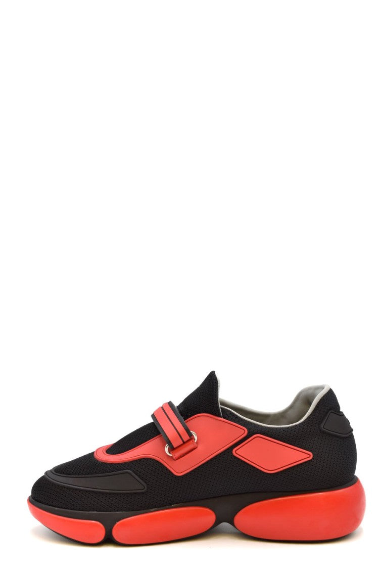 Prada Black Nylon-Blend Leather Sneakers
