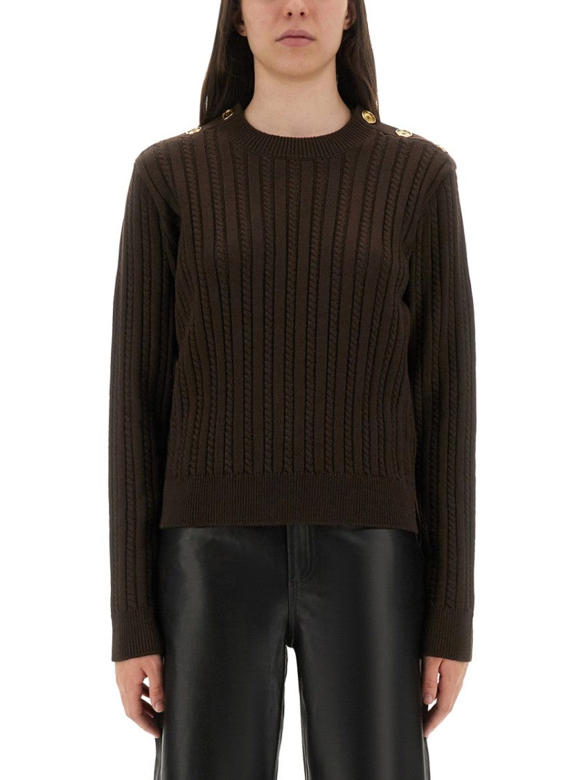 Golden Goose Textured Ribbed Wool Sweater With Button Detail