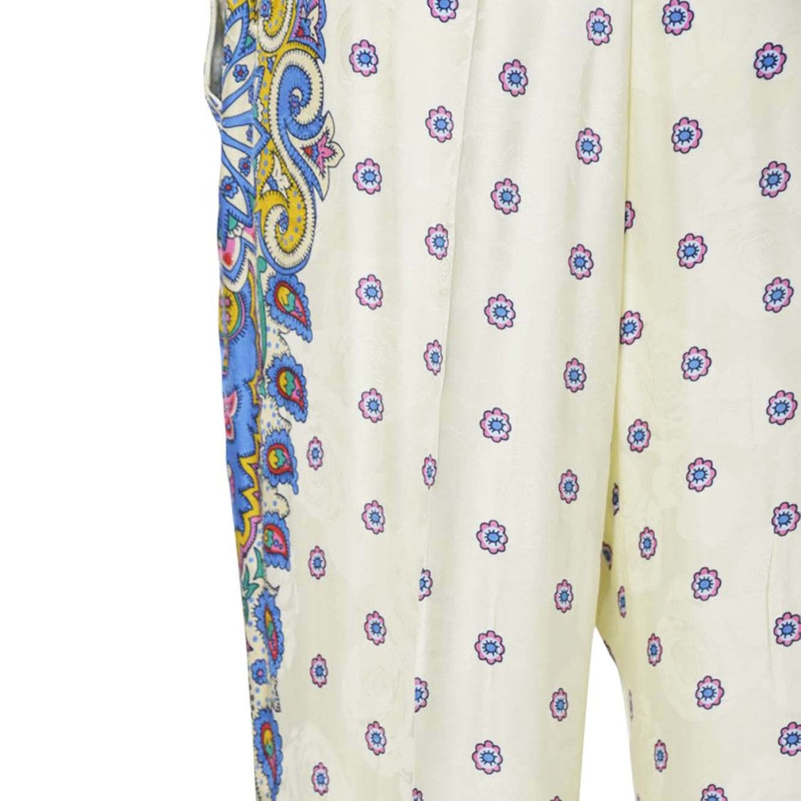 Etro Cream Silk Twill Palazzo Pants