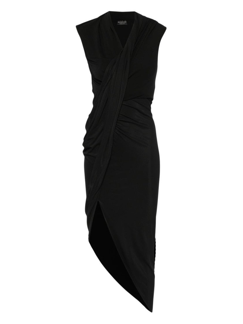 Balenciaga Draped Dress With Crossed V-Neckline