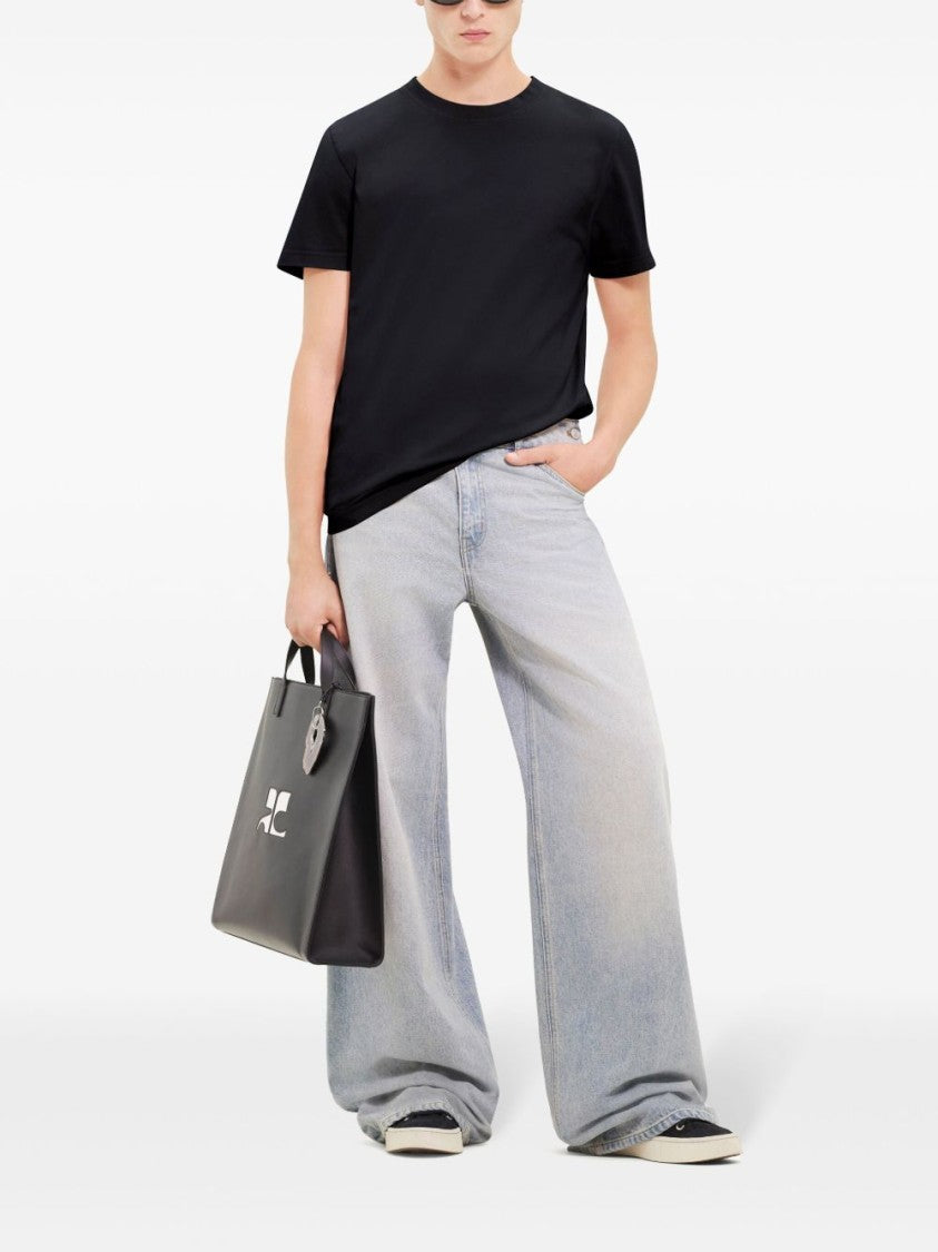 Courrèges Black Silk And Nylon Short T-Shirt