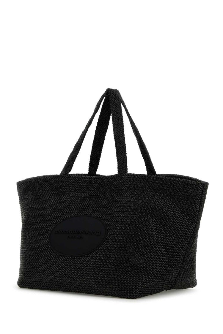 Alexander Wang Black Crochet Xl Punch Shopping Bag