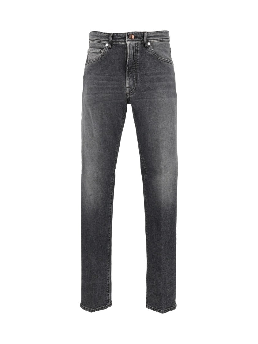 Peserico Black Wash Five-Pocket Straight-Leg Pants
