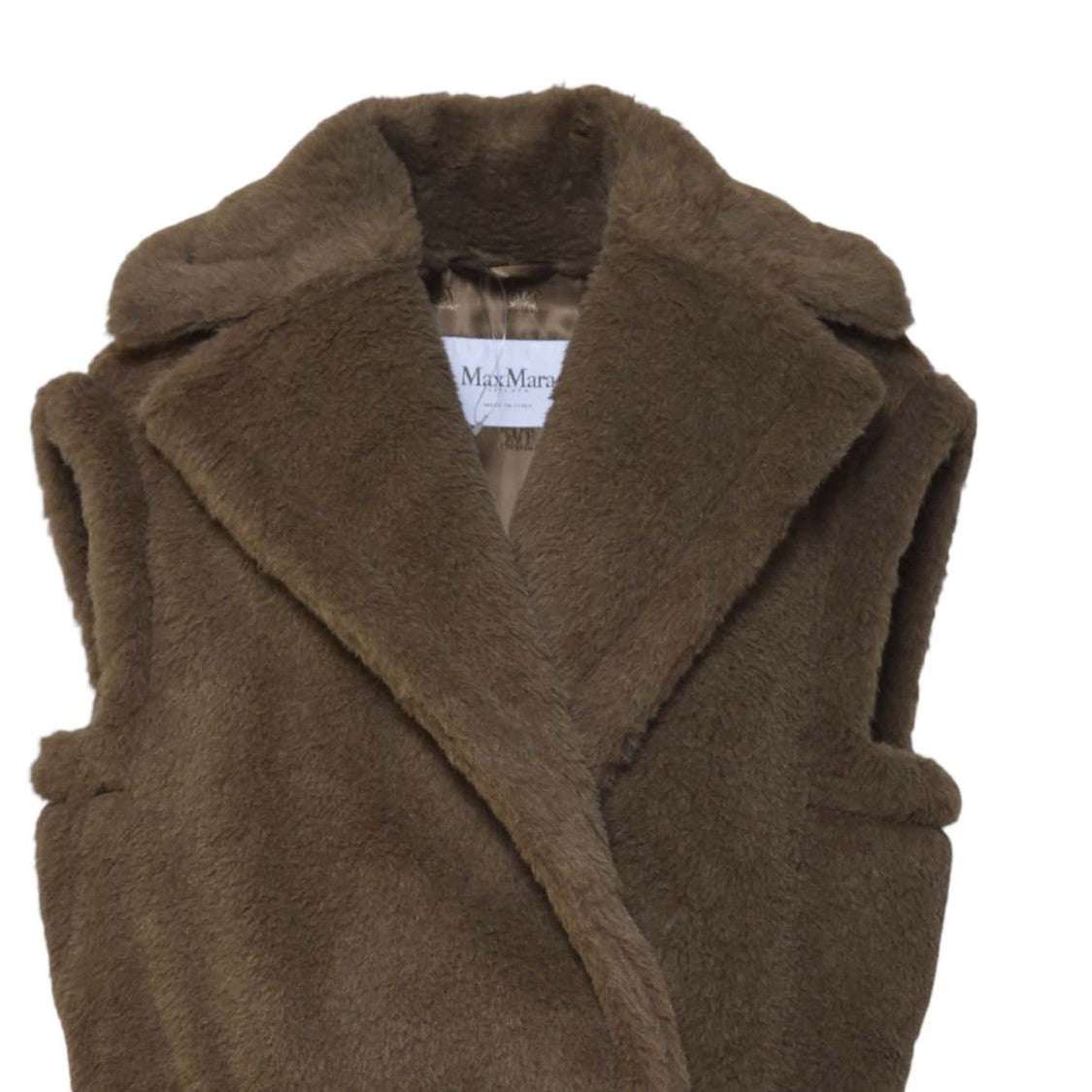 Max Mara Plush Sleeveless Jacket With Wide Lapel