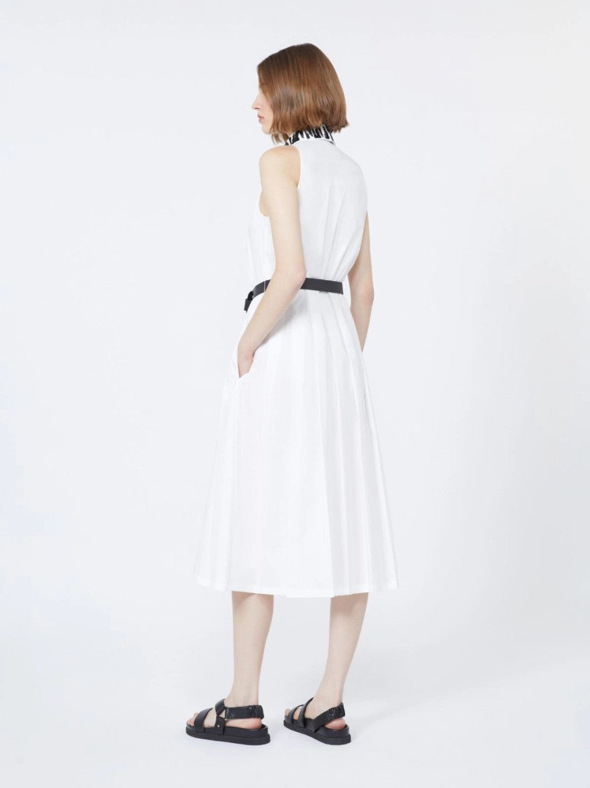 Max Mara Sleeveless Midi Dress With Pointed Collar
