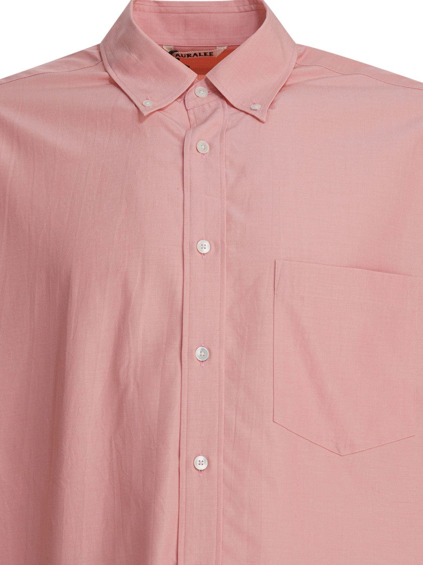 Auralee Silk Shirt With Button-Down Collar