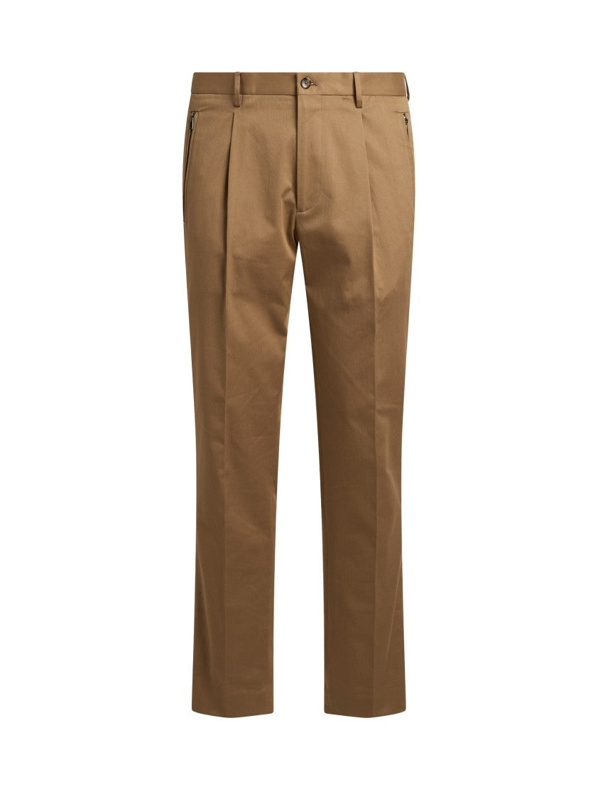 Etro Tailored Fit Beige Trousers With Front Pleat