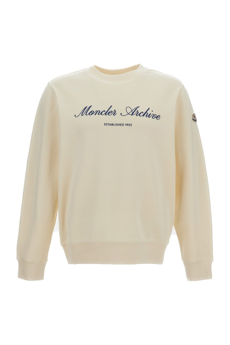 Moncler White Crewneck Sweatshirt With Embroidered Logo
