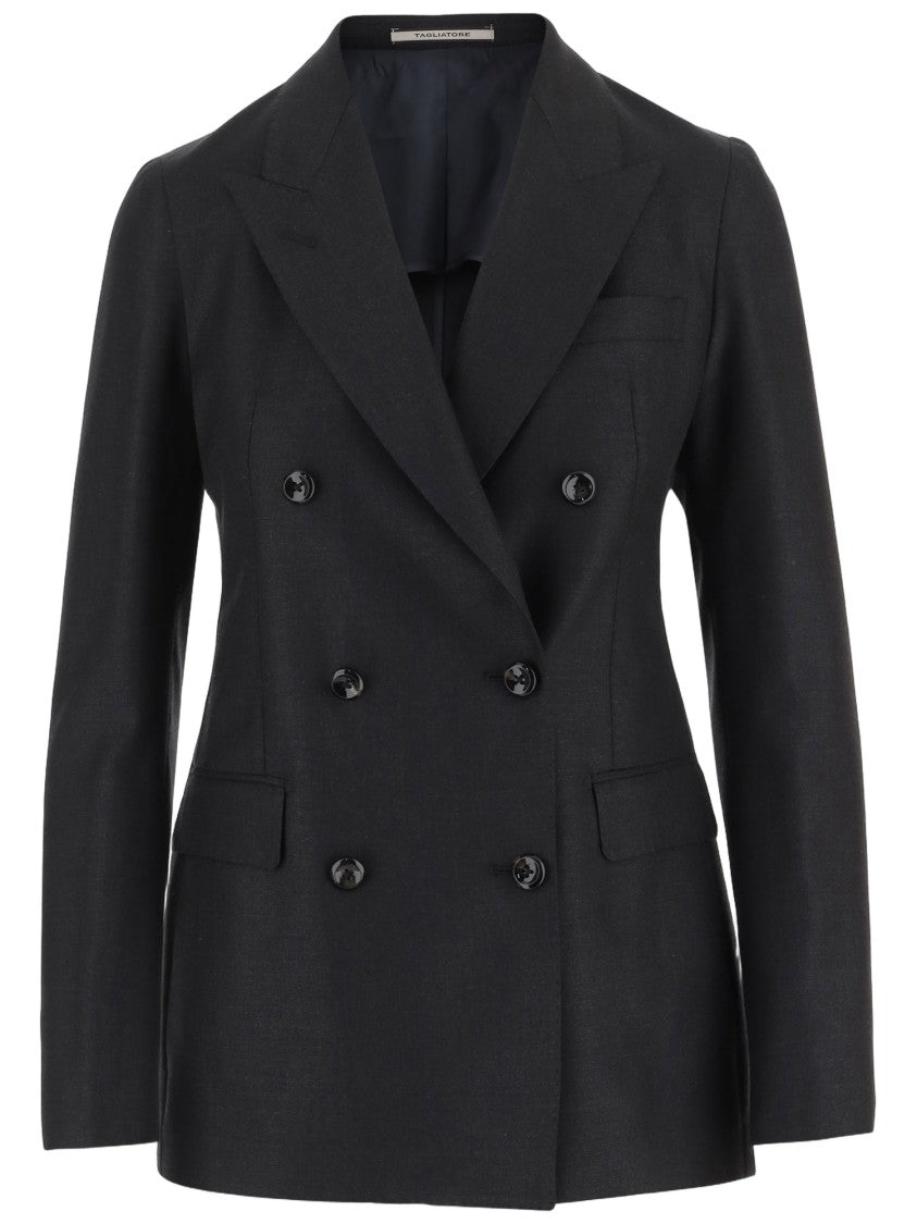 Tagliatore Double-Breasted Wool And Silk Blend Jacket