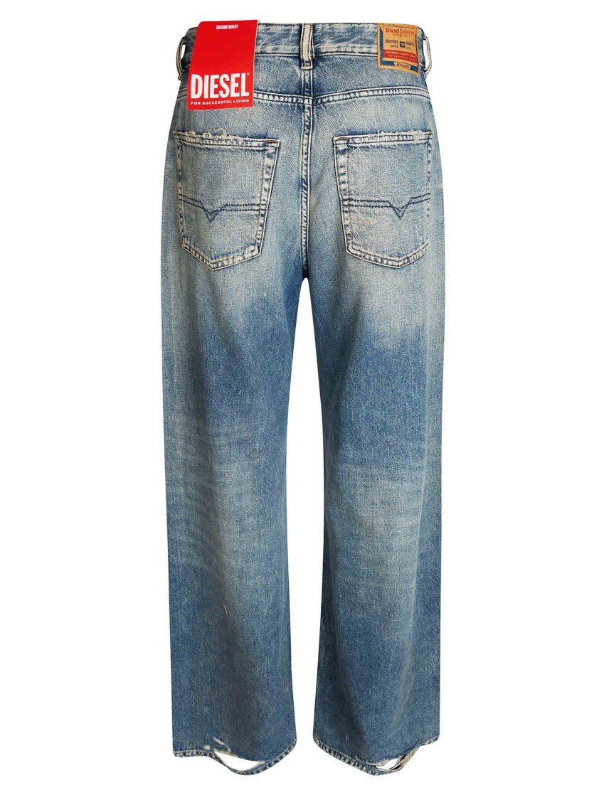 Diesel Relaxed Wide-Leg Distressed Jeans