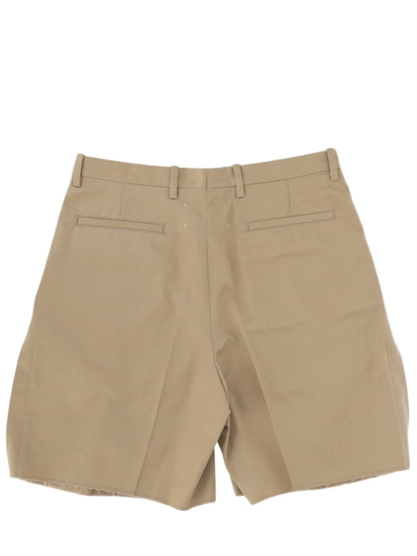 Maison Margiela Tailored Beige Shorts With Structured Fit And Pleated Detail