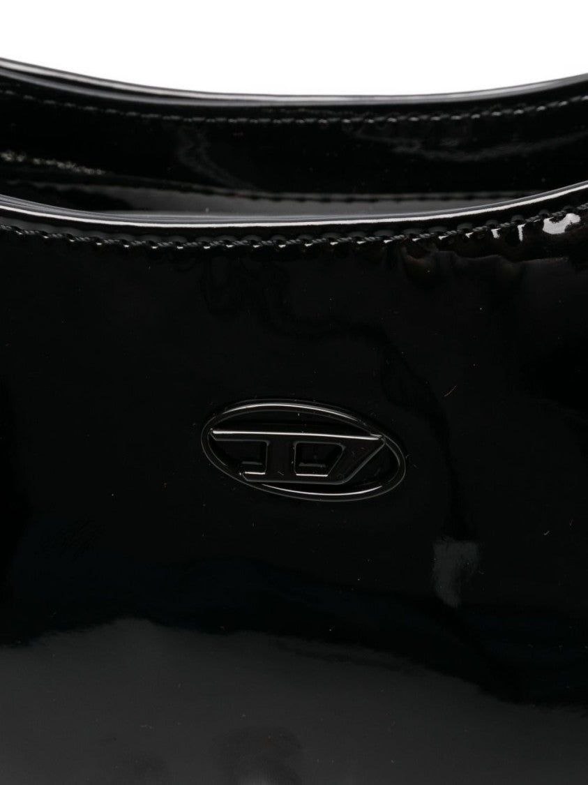 Diesel Nero Structured Shoulder Bag With Glossy Finish