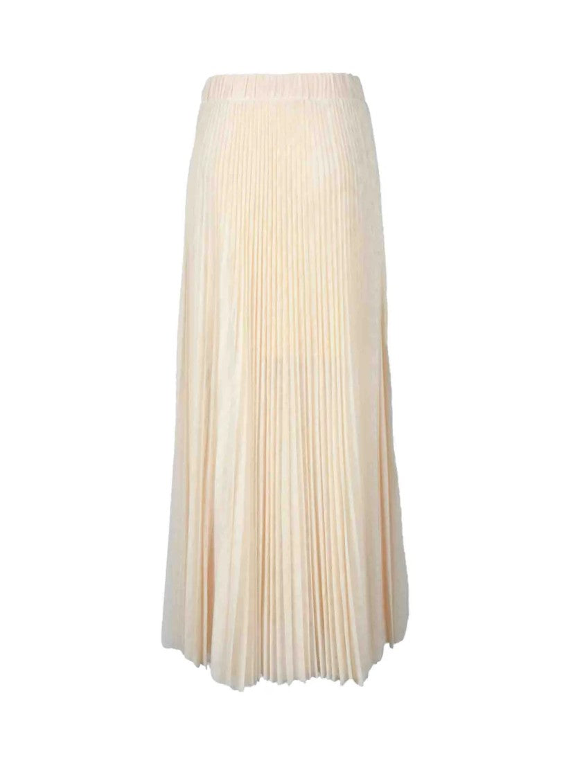 Patrizia Pepe Beige Pleated Tulle Elastic Waistband Maxi Skirt