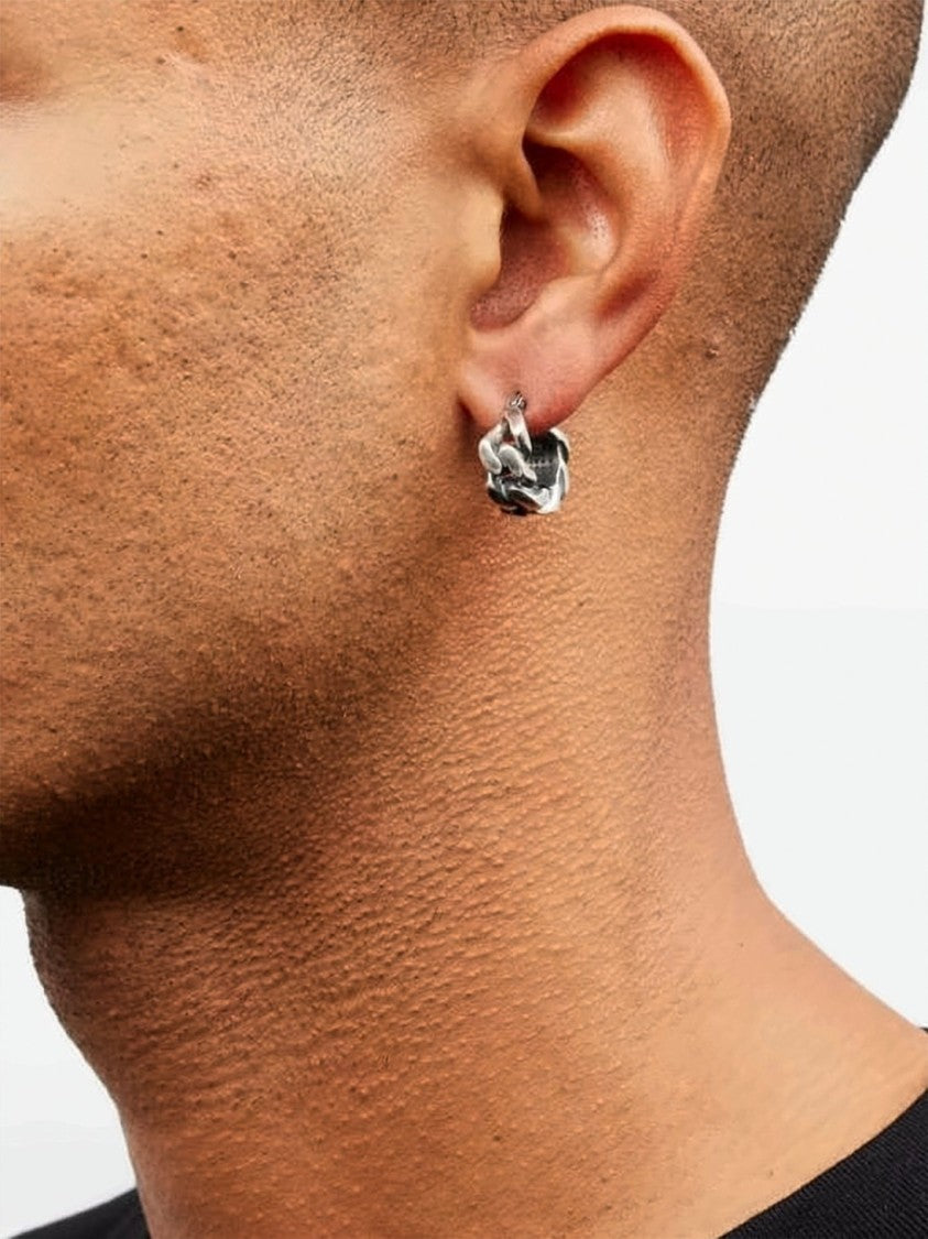 Mm6 By Maison Margiela Sculptural Hoop Earrings With Textured Finish
