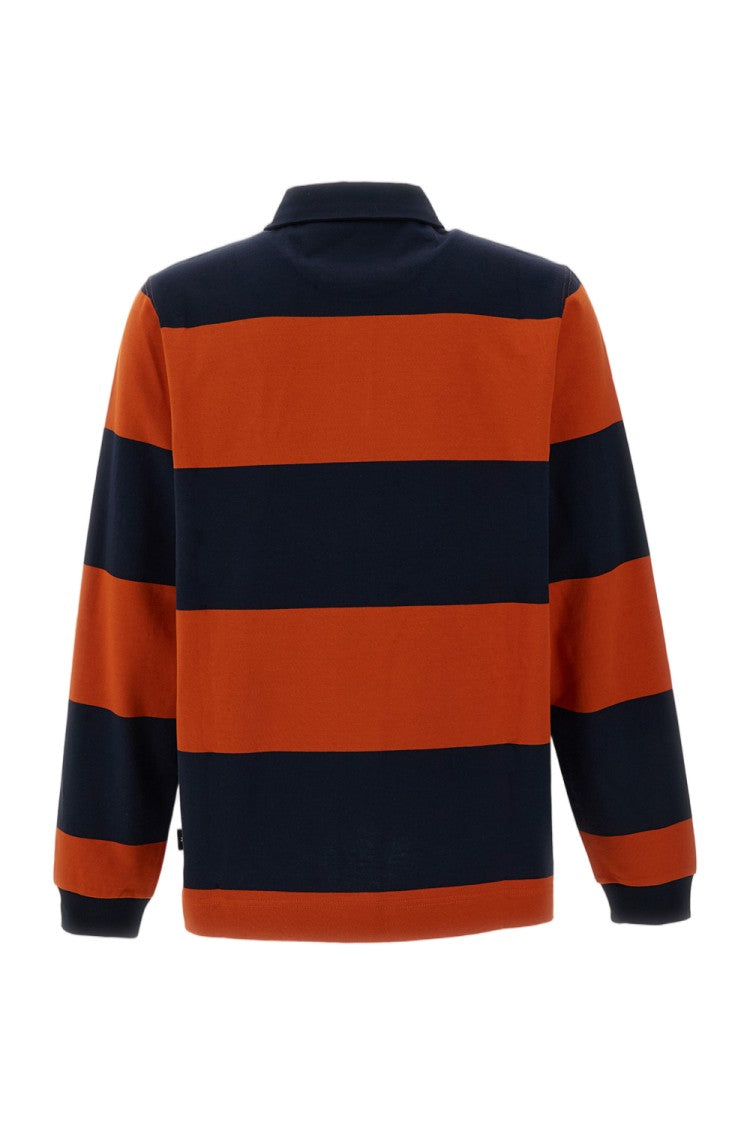 Paul Smith Blue Orange Two-Tone Striped Cotton Polo Shirt
