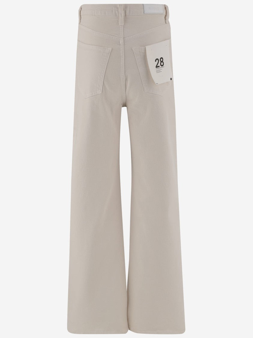 Re/Done Wide Leg Stretch Cotton Pants With Classic Five-Pocket Design