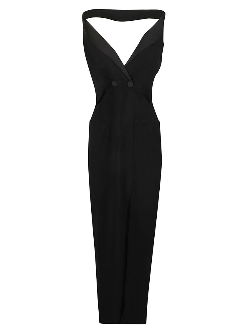 Patrizia Pepe Halter Neckline Tailored Waist Midi Dress