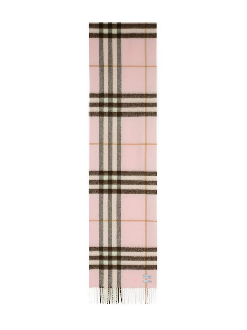 Burberry Classic Check Pattern Cashmere Scarf With Fringed Edges