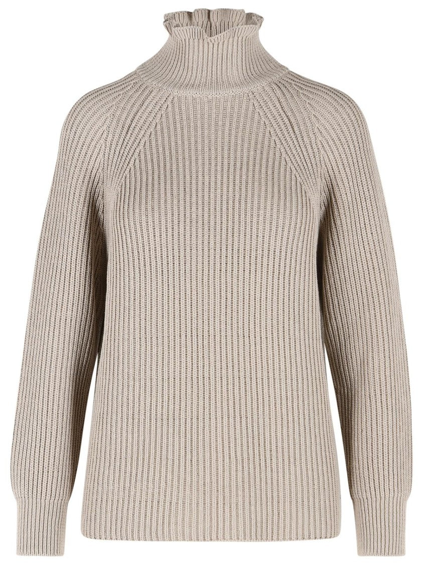 Max Mara 'Camino' Oversized Sand Cotton Cordonetto Sweater
