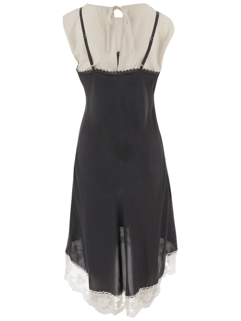 The Garment Silk Mini Dress With Lace Inserts And Back Tie Closure