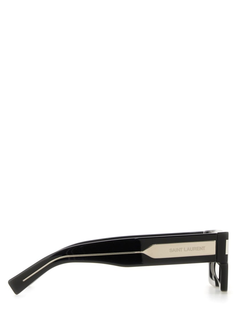 Saint Laurent Rectangular Sunglasses With Glossy Black Acetate Frame