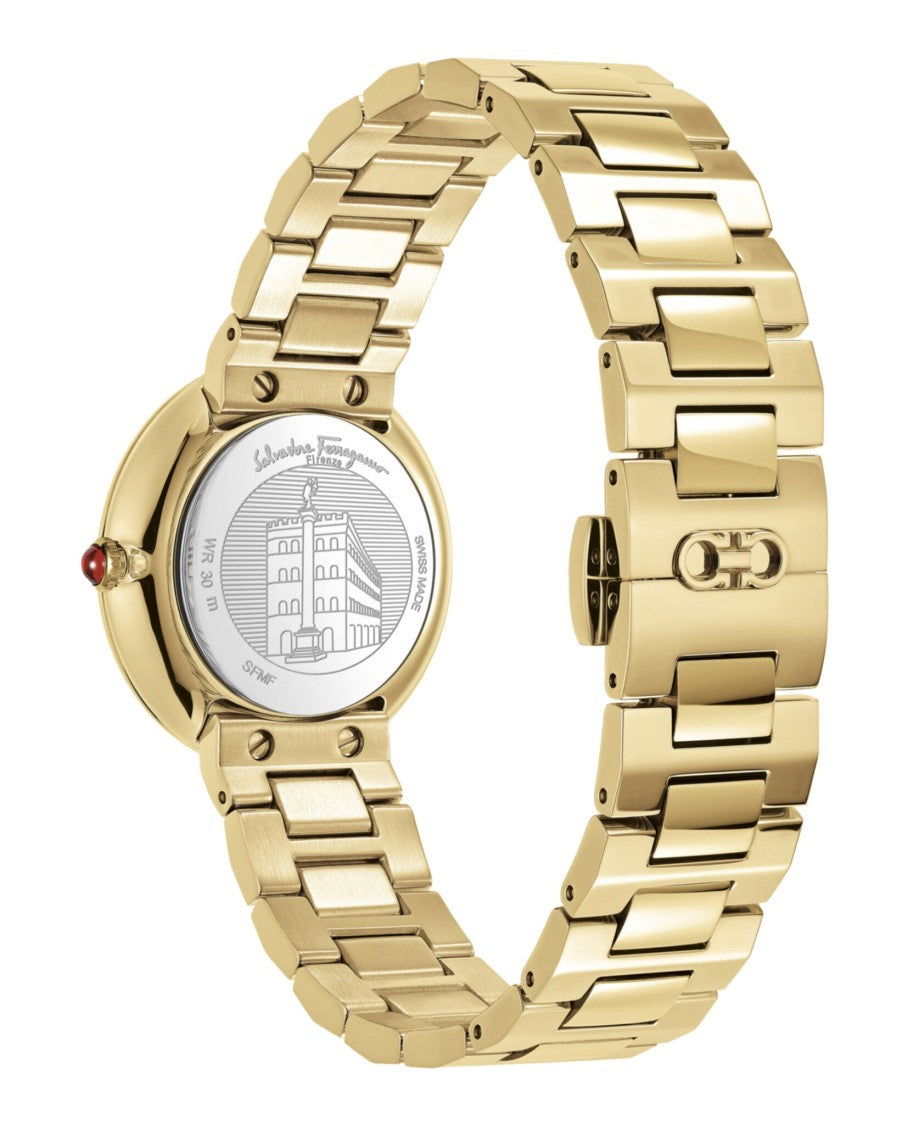 Ferragamo Swiss Made Quartz Bracelet Watch With Sunray Dial