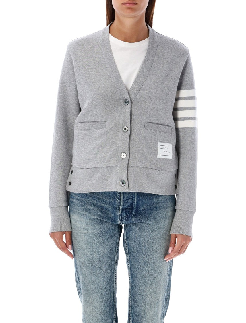 Thom Browne Contemporary Jersey Cardigan With Signature 4-Bar Stripe