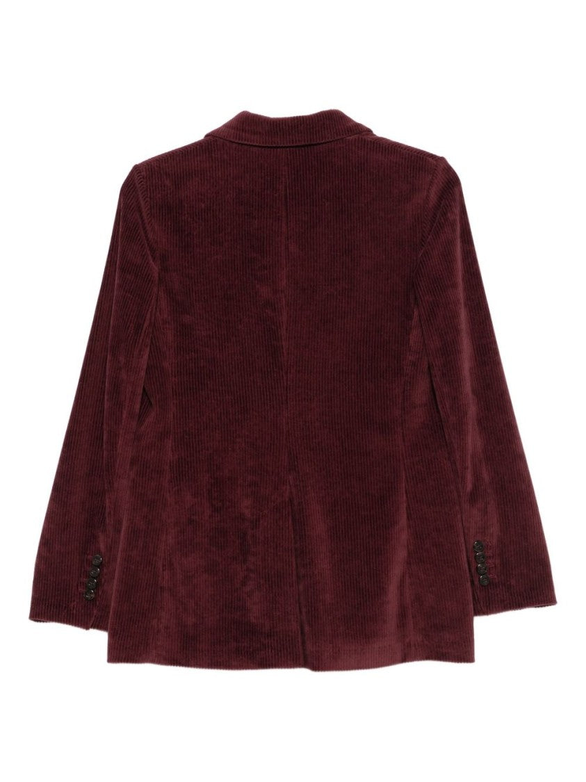 Circolo 1901 Bordeaux Corduroy Jacket With Double-Breasted Front