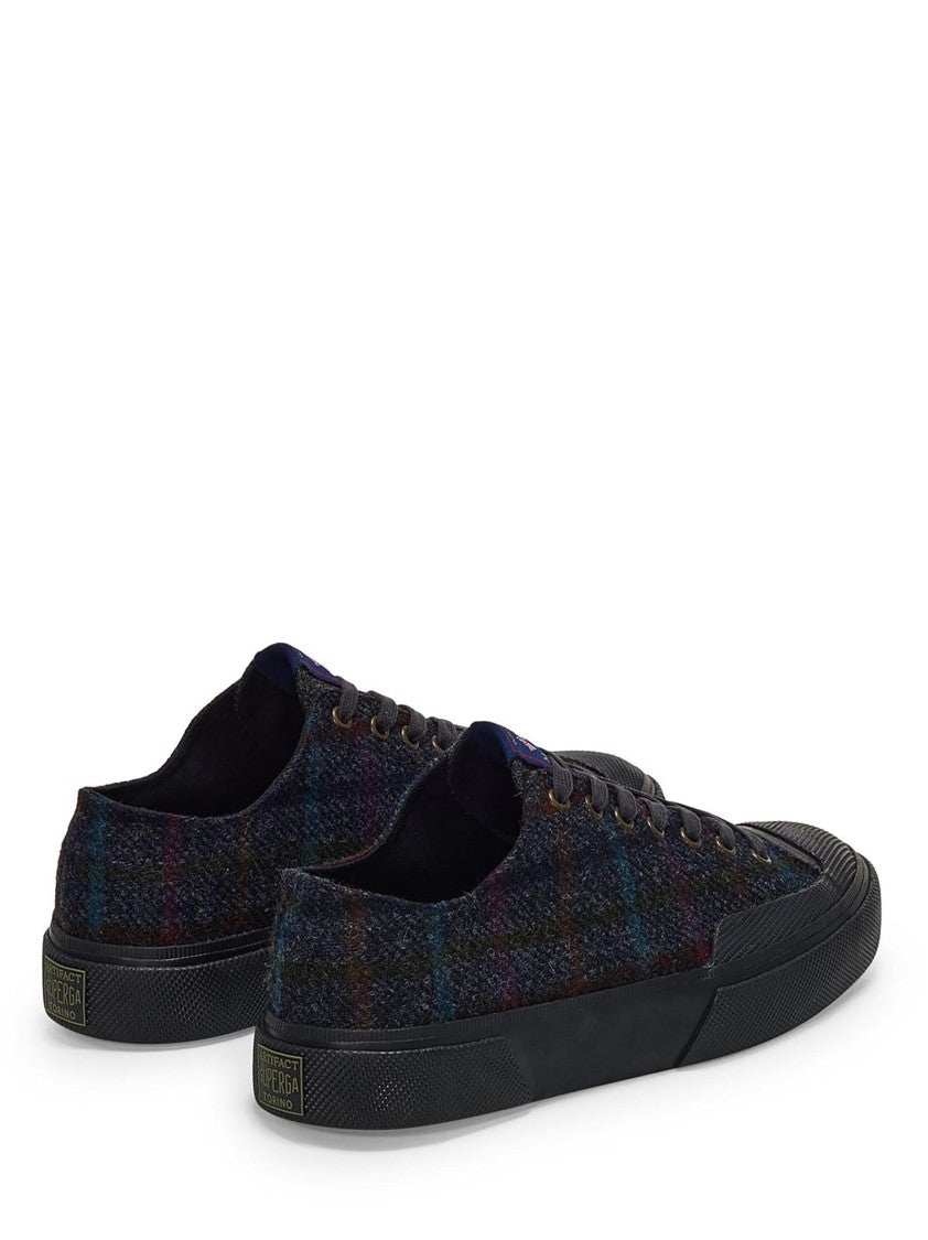 Superga Low-Top Sneakers In Midnight Blue Tartan Wool