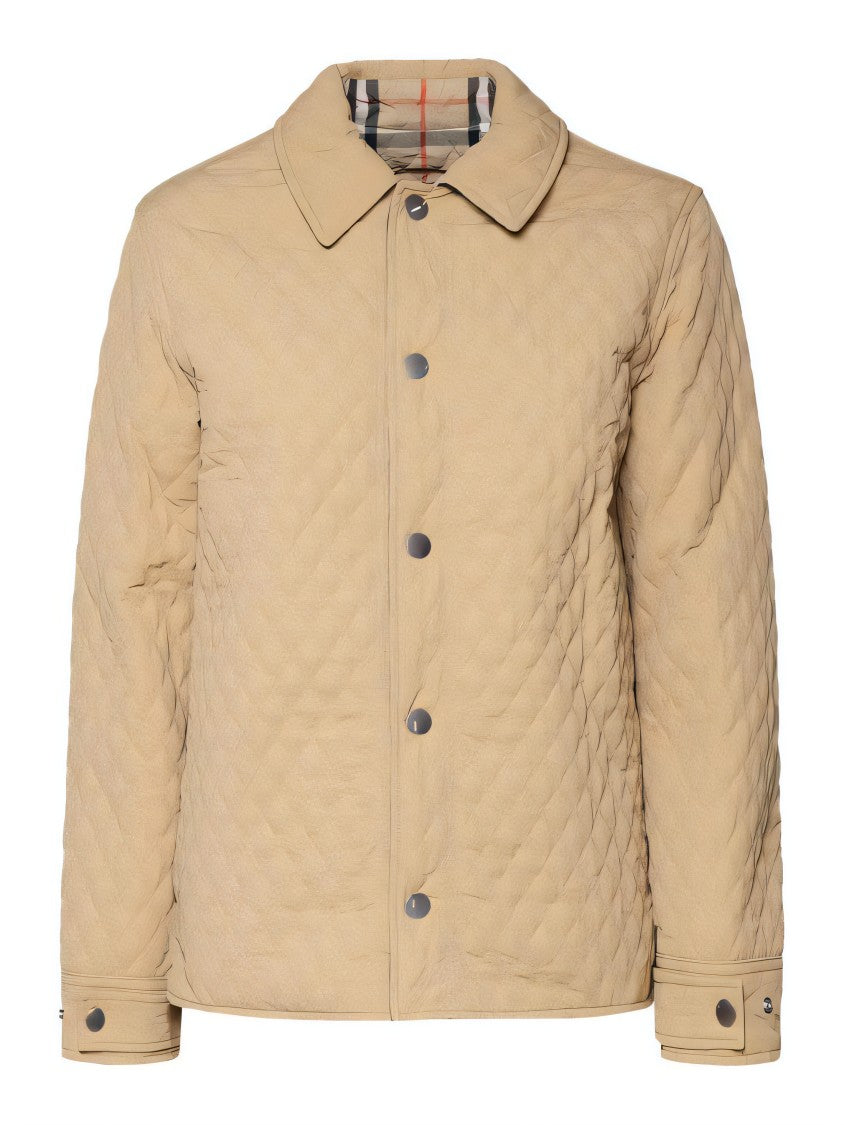 Burberry Classic Button-Up Quilted Jacket With Textured Pattern