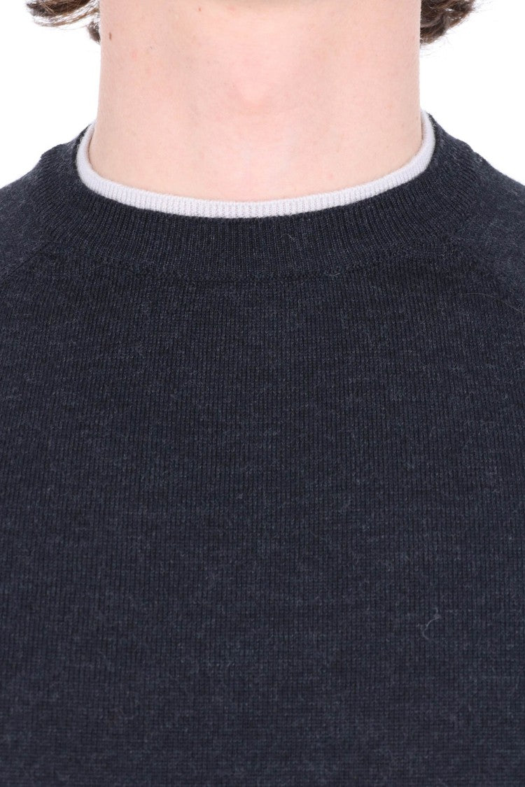 Eleventy Crew Neck Sweater In Pure Virgin Wool