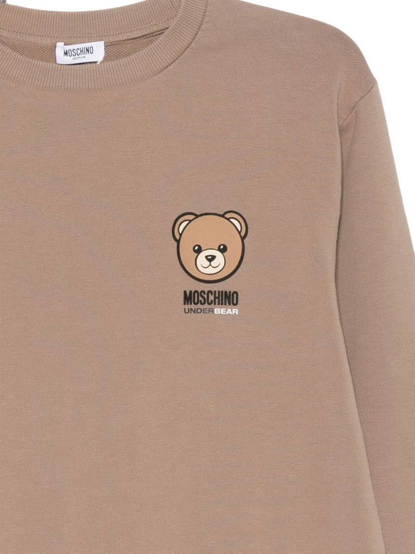 Moschino Beige Jersey Sweater With Teddy Bear Motif