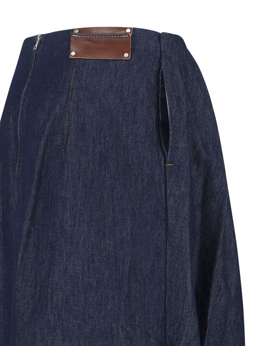 Dries Van Noten Midi Denim Skirt – Blue