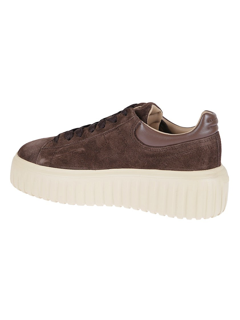 Hogan Low-Top Brown Suede Sneakers With Memory Foam Comfort