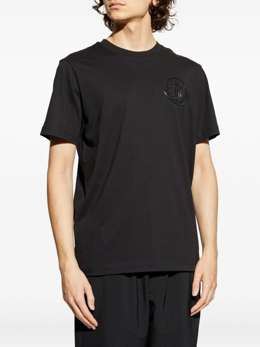 Moncler Black Embossed Logo Relaxed Fit Cotton T-Shirt