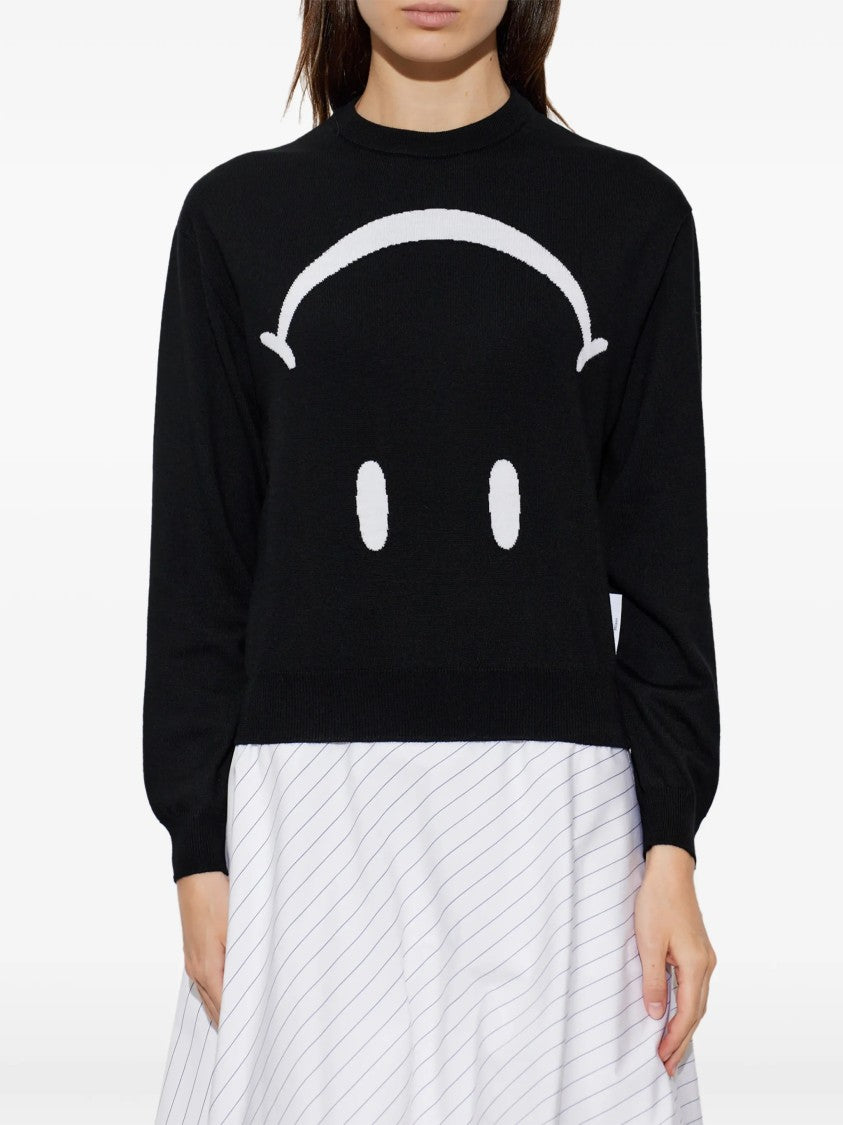 Moschino Minimalist Black Wool Sweater With Graphic Design