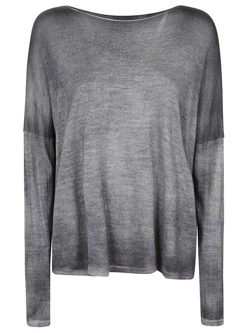 Avant Toi Gradient Husky Cashmere-Silk Blend Sweater With Boat Neck