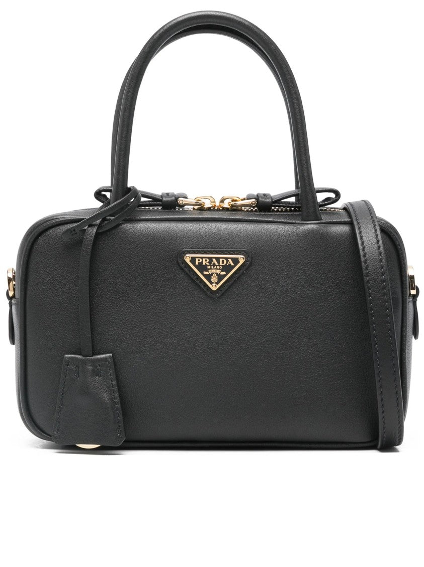 Prada Black Bauletto Smooth Leather Handbag