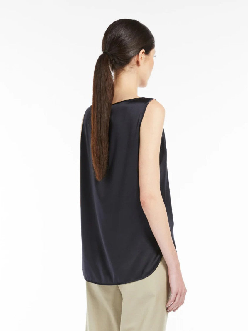 Max Mara Satin-Finish Sleeveless Top With Side Slits