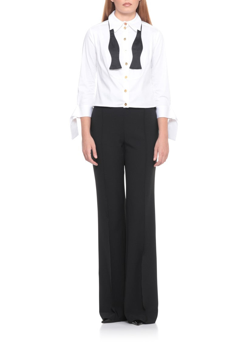 Elisabetta Franchi Crisp White Cotton Shirt With Tied Cuffs