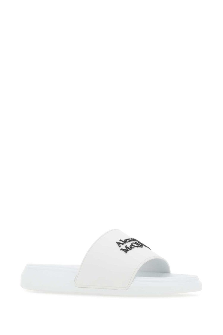 Alexander Mcqueen White Rubber Slippers