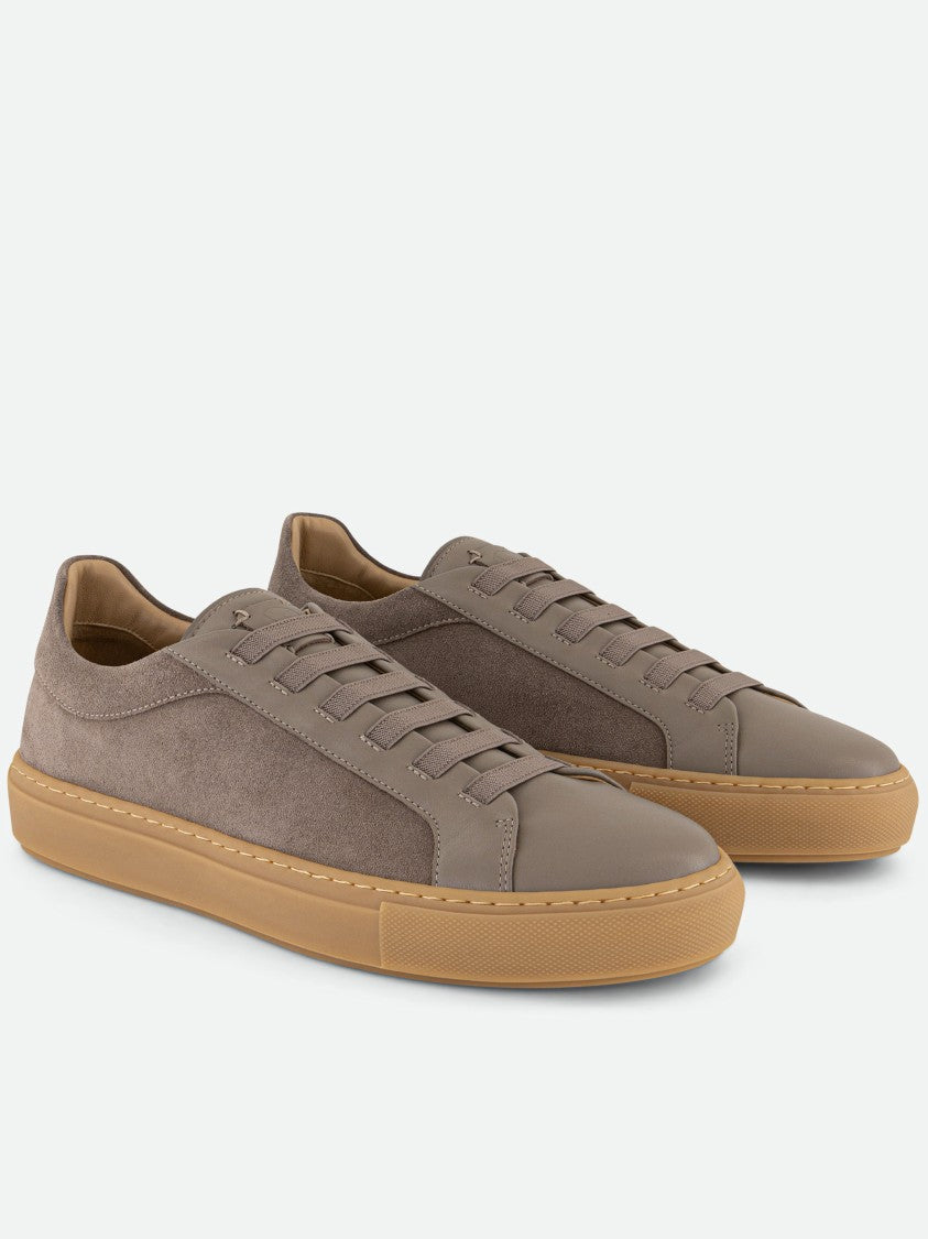 Born Outside Brown Suede Low-Top Sneakers With Smooth Overlays