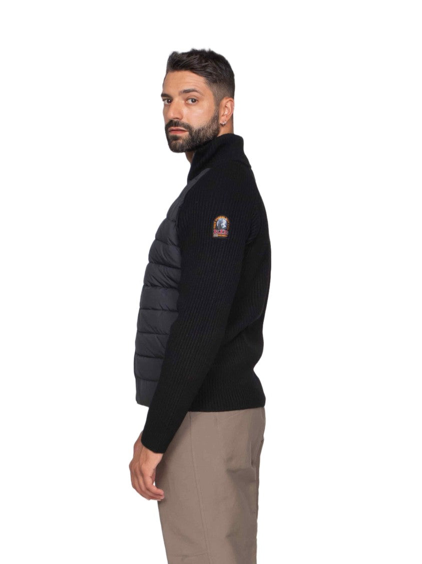 Pjs Parajumpers Quilted Padded Jacket With Ribbed Knit Sleeves And High Collar