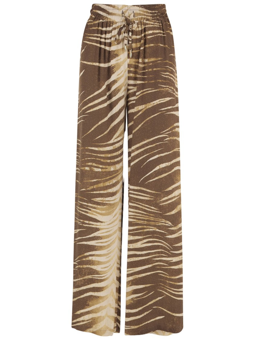 Just Cavalli Viscose Trousers With Brushstroke Print