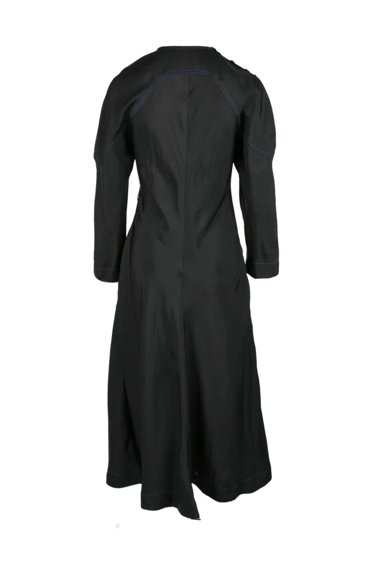 Jil Sander Long Viscose And Silk Dress - Black